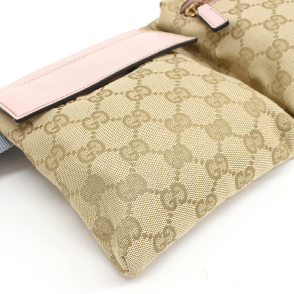 Gucci Waist Bag Body Canvas Leather Beige Pink - Picture 6 of 9